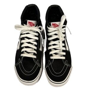 Vans Sk8 Hi Shoes Unisex Mens 6 Womens 7.5 Black Skater Black & White